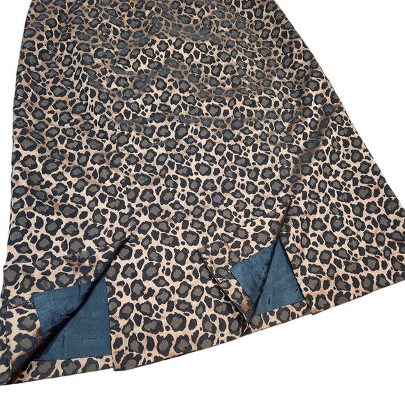 Vintage Y2K Harold's Skirt Leopard Print Brown Black Metallic Slit Ruffle‎ Hem 4 - Picture 3 of 9